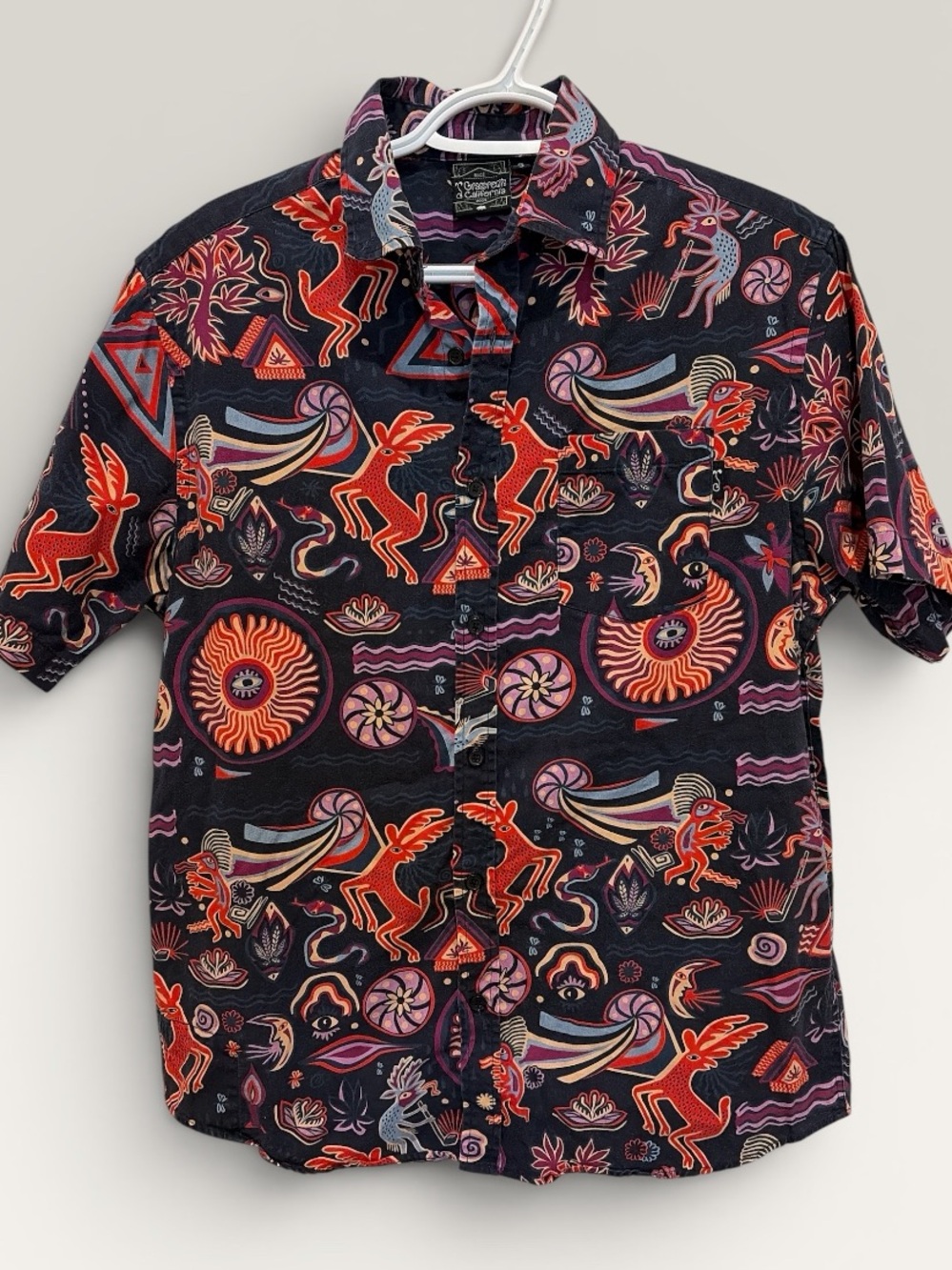 Grassroots California Men's Short-Sleeve Button-Down Graphic Shirt S